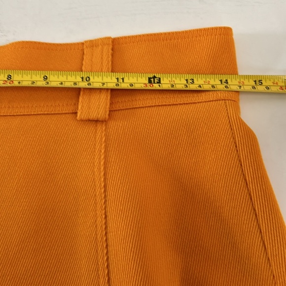 Genny Italian 100% wool gold mustard pencil skirt back slit zip and button close - Picture 15 of 16